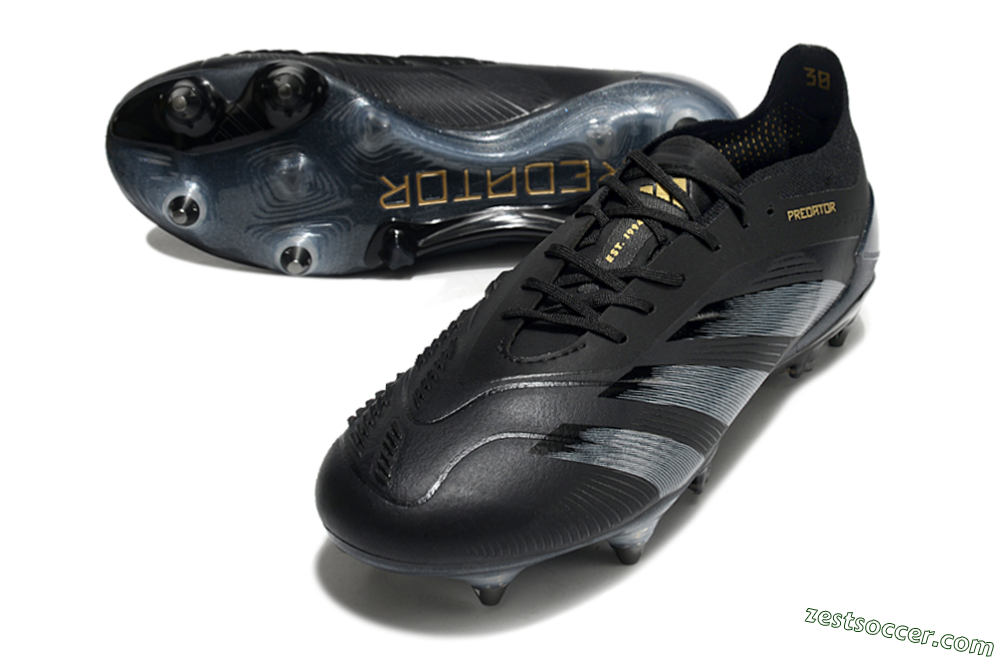 Adidas Predator 24 Elite SG Low-Tops Soccer Cleats - Black/Silver/Gold 2