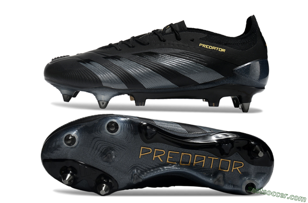 Adidas Predator 24 Elite SG Low-Tops Soccer Cleats - Black/Silver/Gold 4