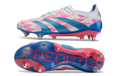 Adidas Predator 24 Elite SG Low-Tops Soccer Cleats - White/Pink/Blue