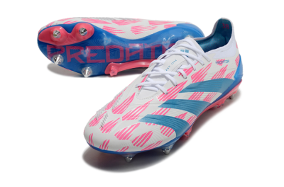 Adidas Predator 24 Elite SG Low-Tops Soccer Cleats - White/Pink/Blue