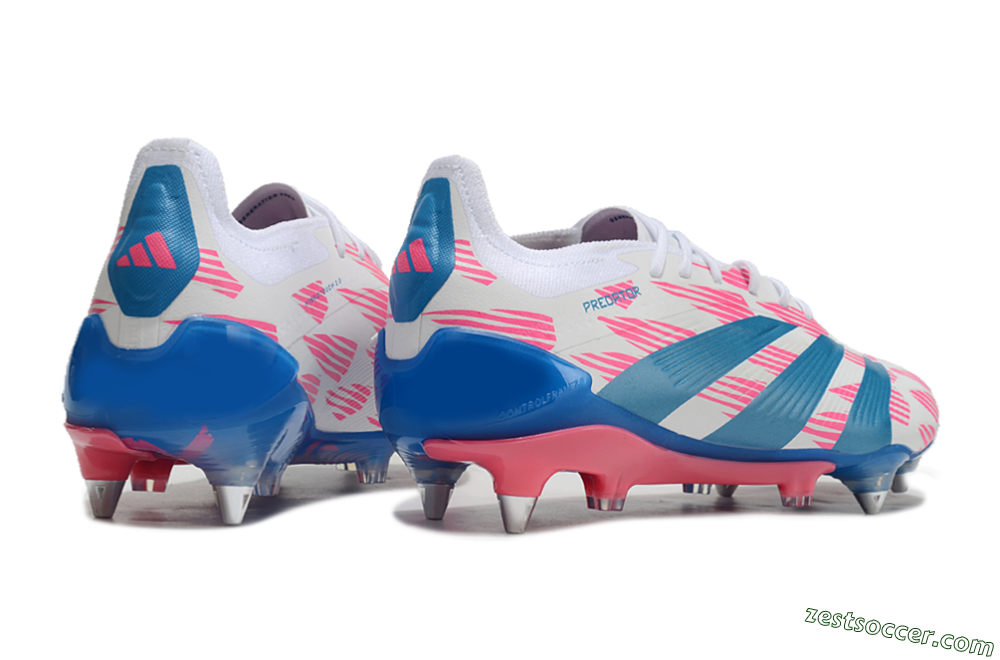 Adidas Predator 24 Elite SG Low-Tops Soccer Cleats - White/Pink/Blue 5