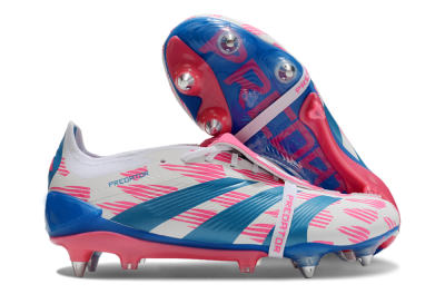 Adidas Predator Elite Foldover Tongue SG Low-Tops Soccer Cleats - White/Pink/Blue