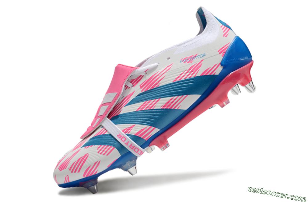 Adidas Predator Elite Foldover Tongue SG Low-Tops Soccer Cleats - White/Pink/Blue 3