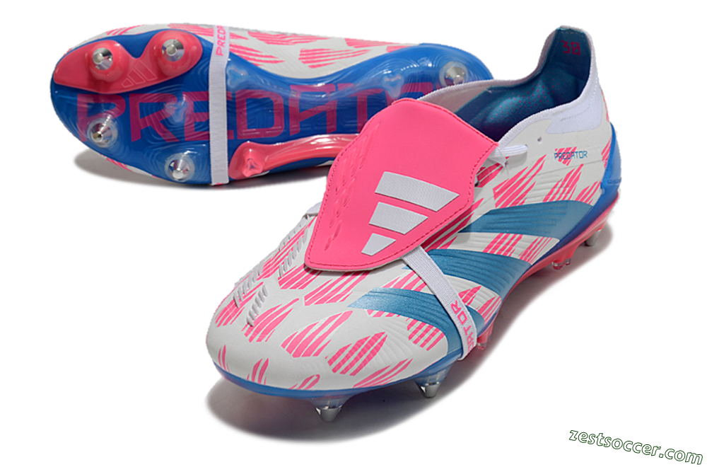 Adidas Predator Elite Foldover Tongue SG Low-Tops Soccer Cleats - White/Pink/Blue 4