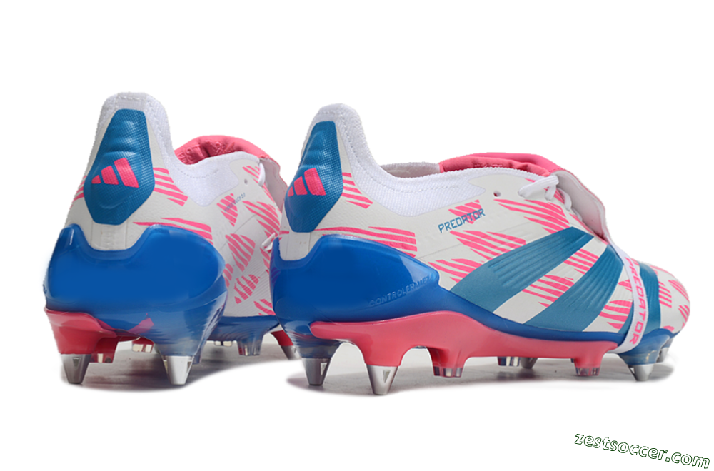 Adidas Predator Elite Foldover Tongue SG Low-Tops Soccer Cleats - White/Pink/Blue 5