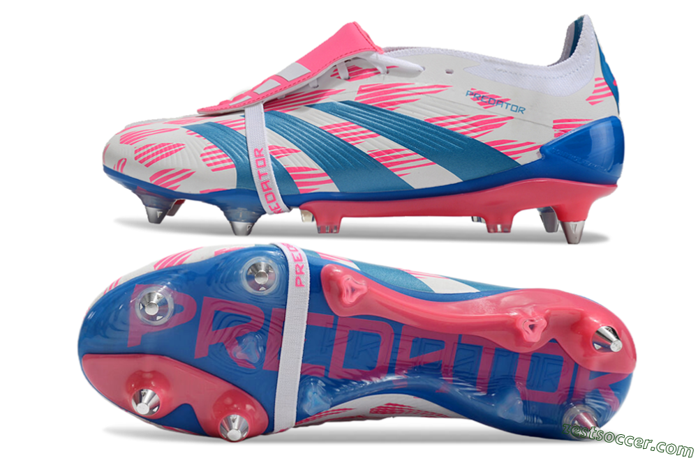 Adidas Predator Elite Foldover Tongue SG Low-Tops Soccer Cleats - White/Pink/Blue 1