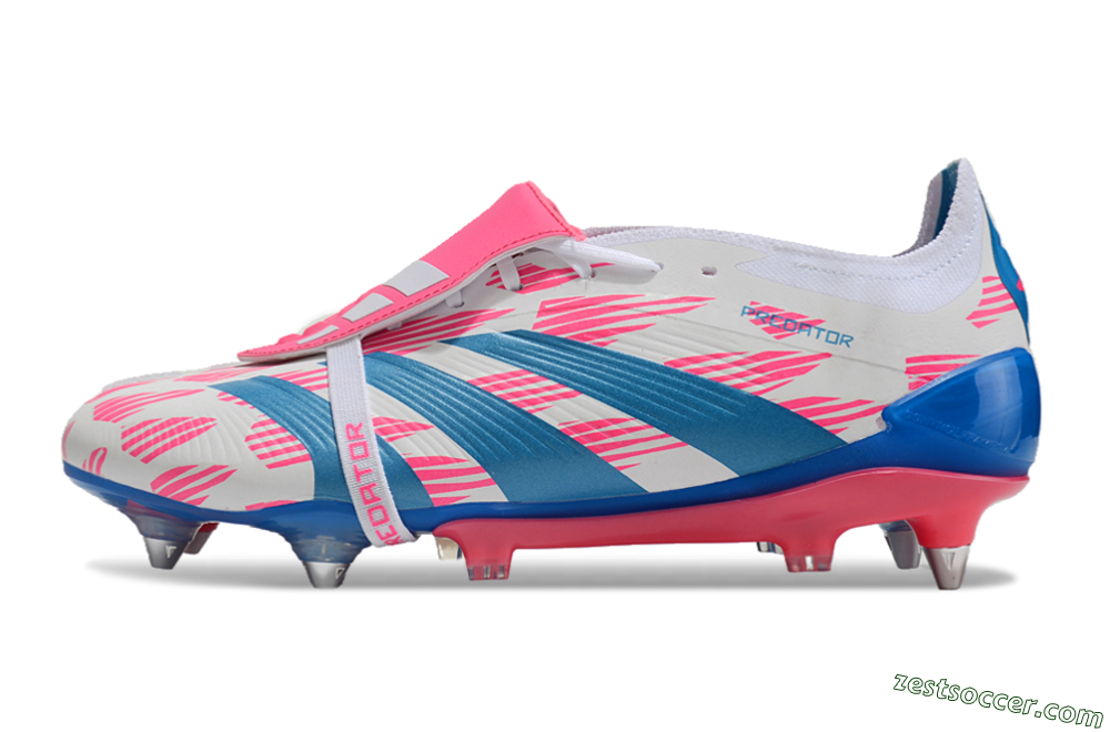 Adidas Predator Elite Foldover Tongue SG Low-Tops Soccer Cleats - White/Pink/Blue 2