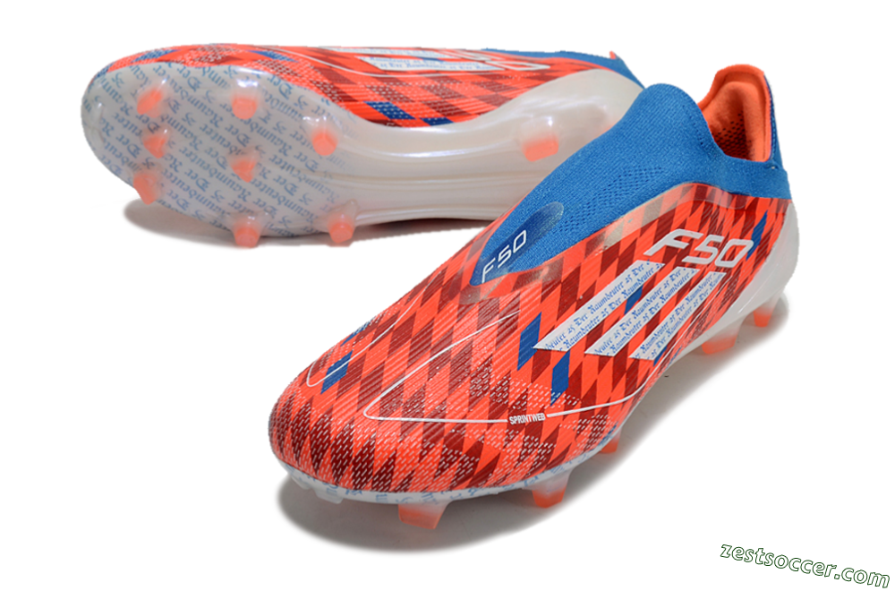 Adidas F50 Elite Laceless FG Low-Tops Soccer Cleats - Red/White/Blue 3