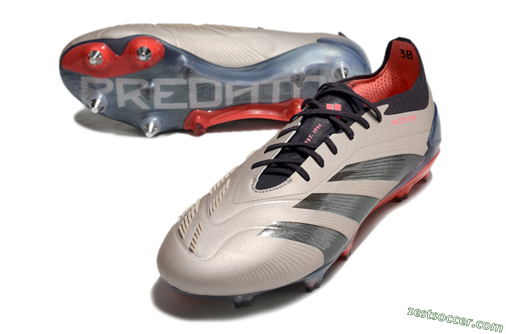 Adidas Predator 24 Elite FG Low-Tops Soccer Cleats - Gold/Blue/Red 3
