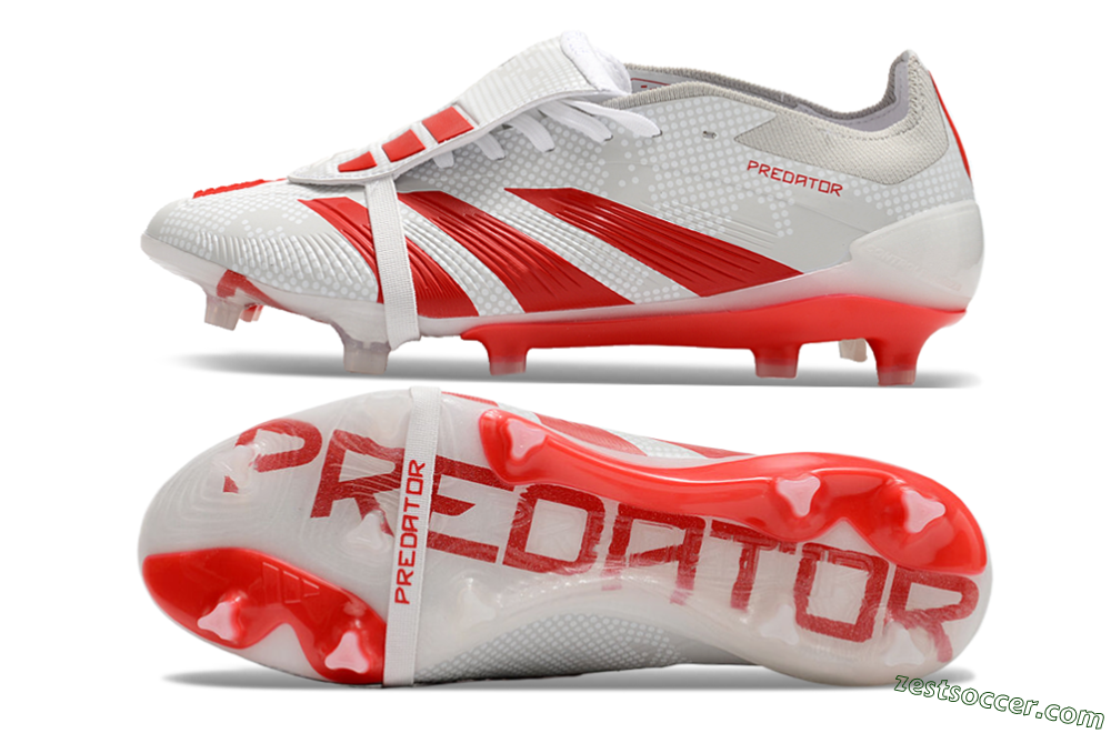 Adidas Predator Elite Foldover Tongue FG Low-Tops Soccer Cleats - Beige/Red/White 1