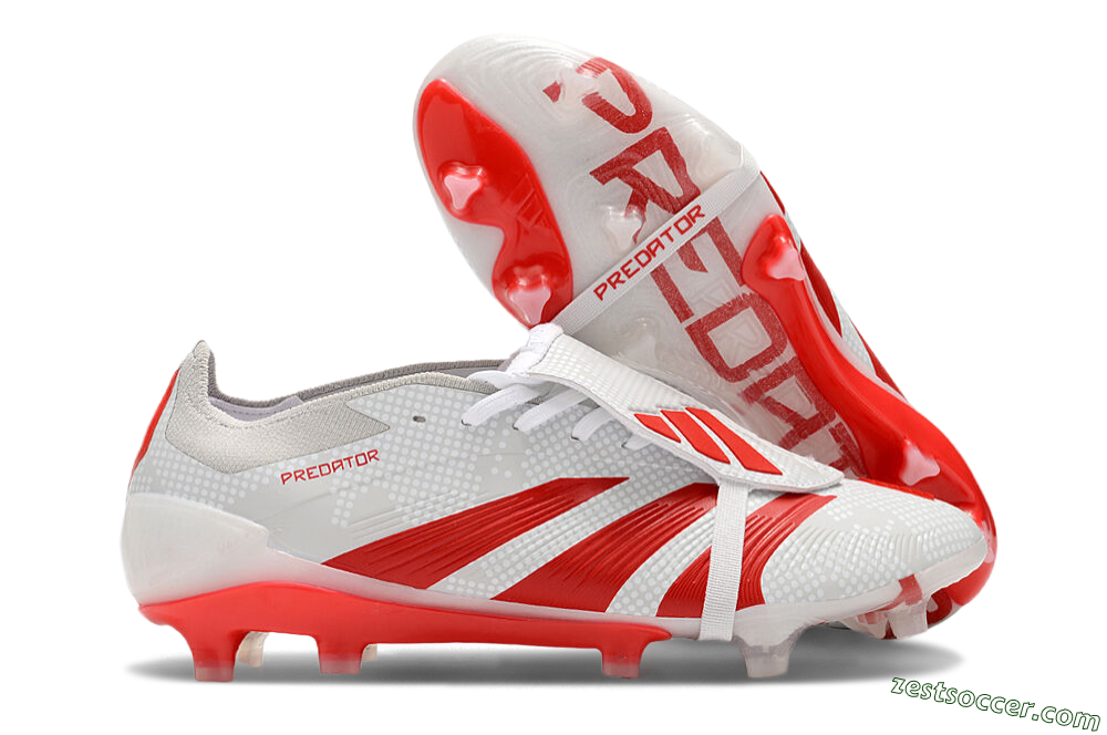 Adidas Predator Elite Foldover Tongue FG Low-Tops Soccer Cleats - Beige/Red/White 0