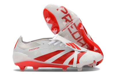 Adidas Predator Elite Foldover Tongue FG Low-Tops Soccer Cleats - Beige/Red/White