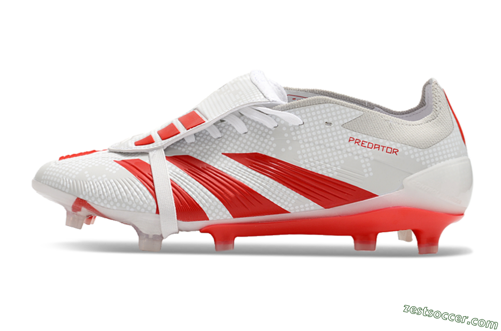 Adidas Predator Elite Foldover Tongue FG Low-Tops Soccer Cleats - Beige/Red/White 2