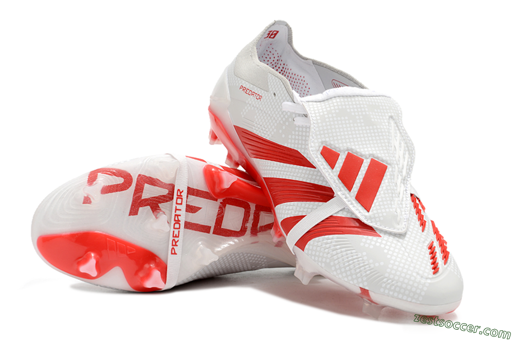 Adidas Predator Elite Foldover Tongue FG Low-Tops Soccer Cleats - Beige/Red/White 3