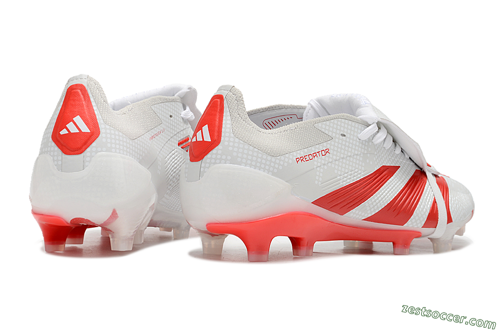 Adidas Predator Elite Foldover Tongue FG Low-Tops Soccer Cleats - Beige/Red/White 6