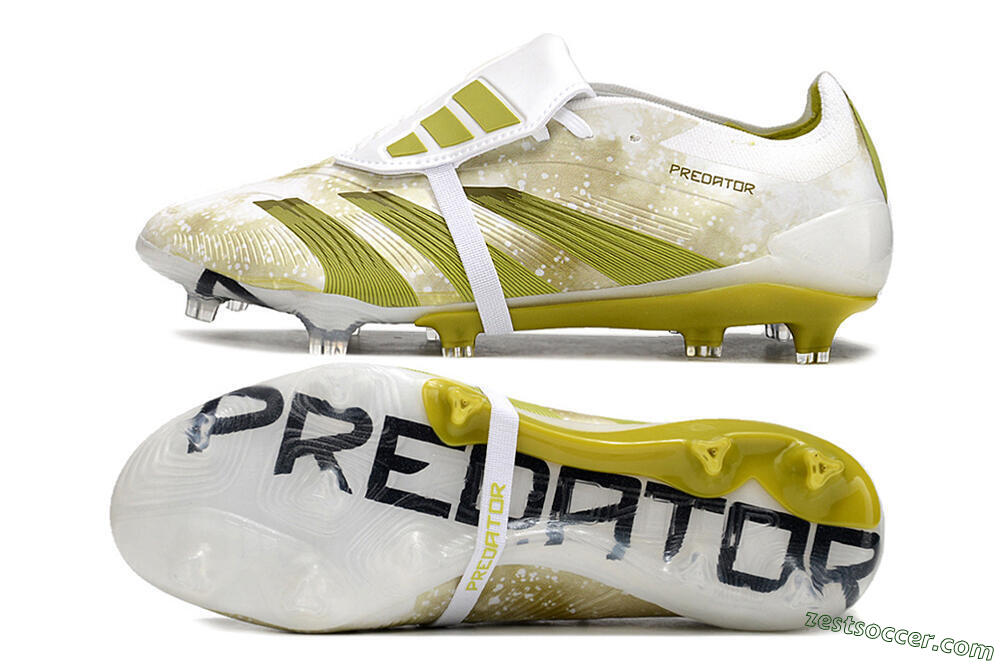 Adidas Predator Elite Foldover Tongue FG Low-Tops Soccer Cleats - White/Yellow/Green 1