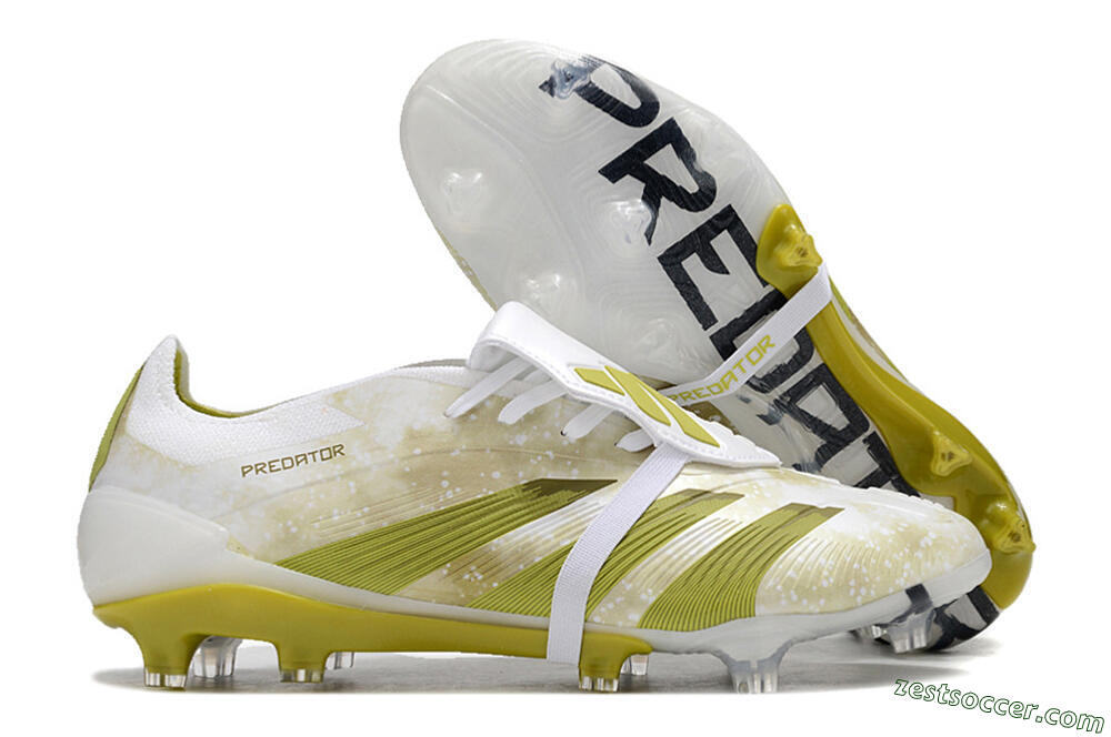 Adidas Predator Elite Foldover Tongue FG Low-Tops Soccer Cleats - White/Yellow/Green 0