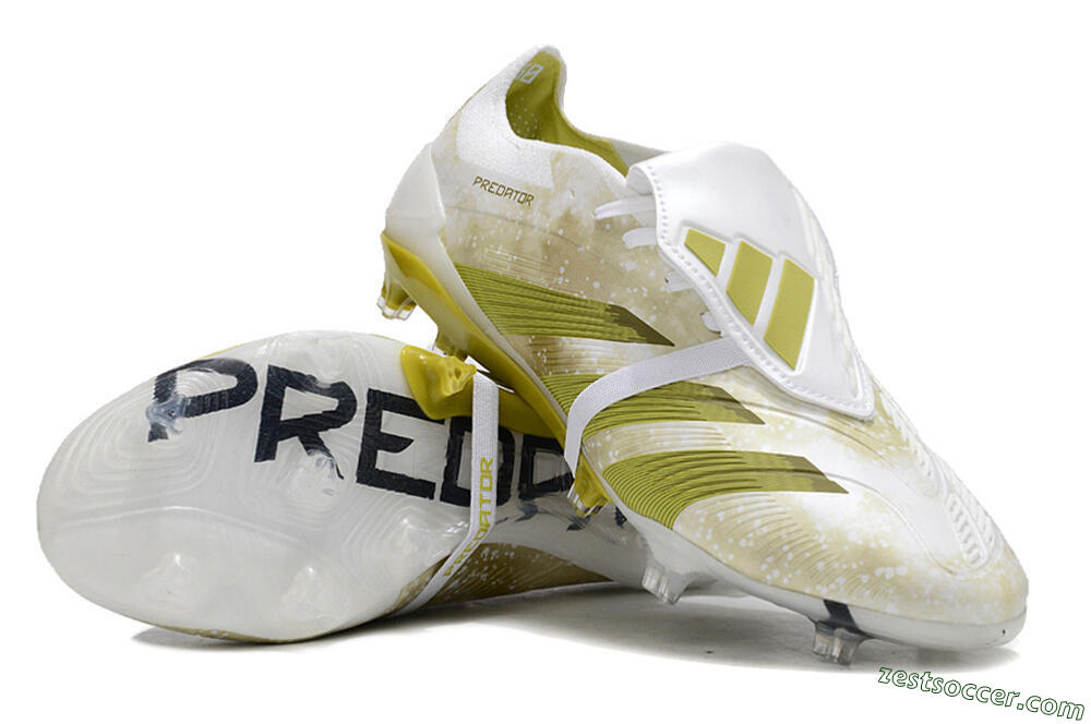 Adidas Predator Elite Foldover Tongue FG Low-Tops Soccer Cleats - White/Yellow/Green 3