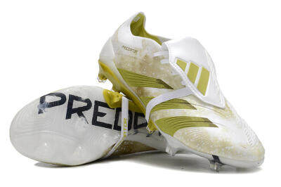 Adidas Predator Elite Foldover Tongue FG Low-Tops Soccer Cleats - White/Yellow/Green