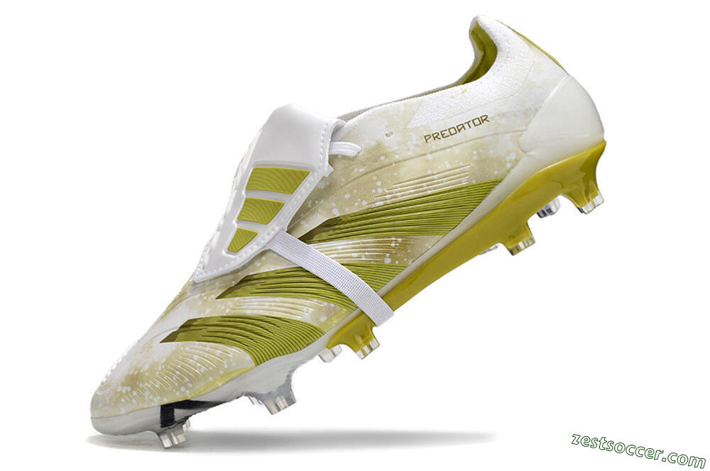 Adidas Predator Elite Foldover Tongue FG Low-Tops Soccer Cleats - White/Yellow/Green 5