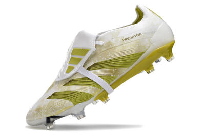 Adidas Predator Elite Foldover Tongue FG Low-Tops Soccer Cleats - White/Yellow/Green