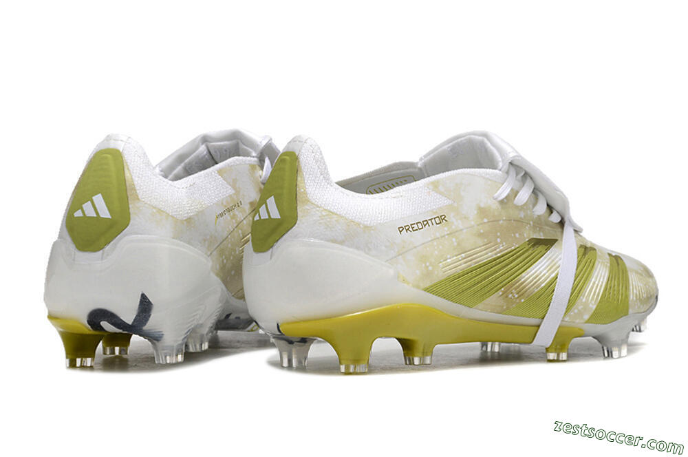 Adidas Predator Elite Foldover Tongue FG Low-Tops Soccer Cleats - White/Yellow/Green 6