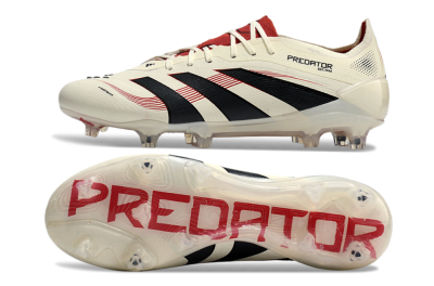 Adidas Predator Elite 2025 Goal Hunter FG Low-Tops Soccer Cleats - Beige/Black/Red