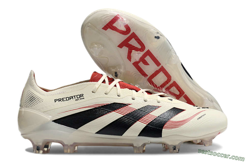 Adidas Predator Elite 2025 Goal Hunter FG Low-Tops Soccer Cleats - Beige/Black/Red 0