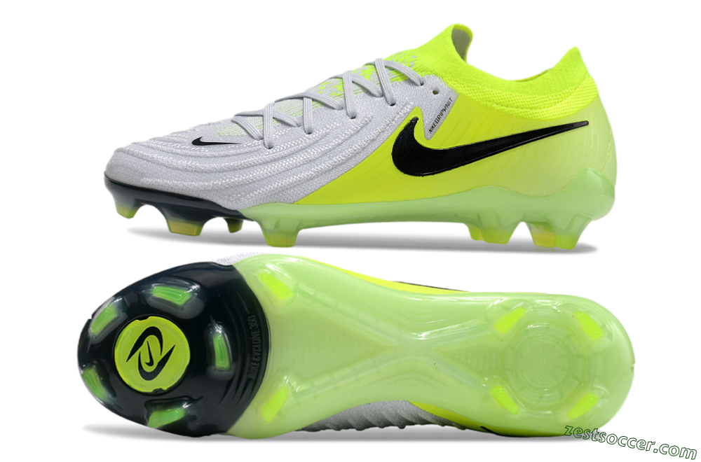 Nike Phantom Luna Elite FG Low-Tops Soccer Cleats - Grey/Yellow/Black 6