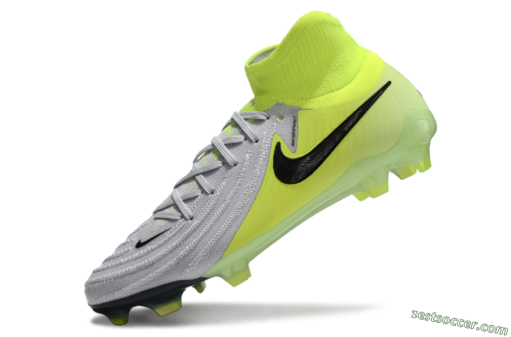 Nike Phantom Luna Elite FG High-Tops Soccer Cleats - Grey/Yellow/Black 5