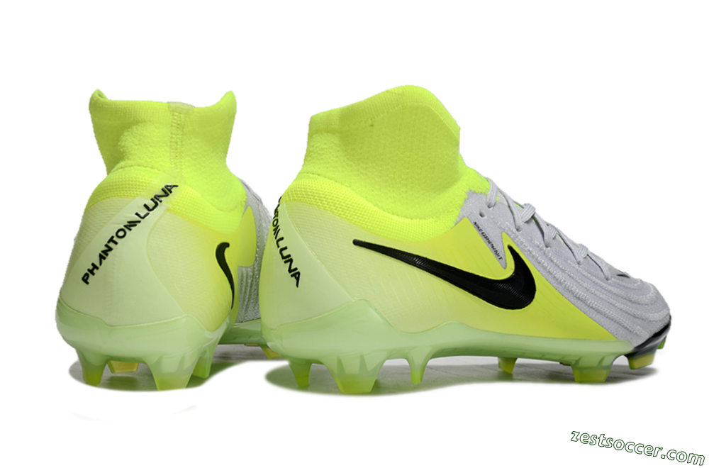 Nike Phantom Luna Elite FG High-Tops Soccer Cleats - Grey/Yellow/Black 6