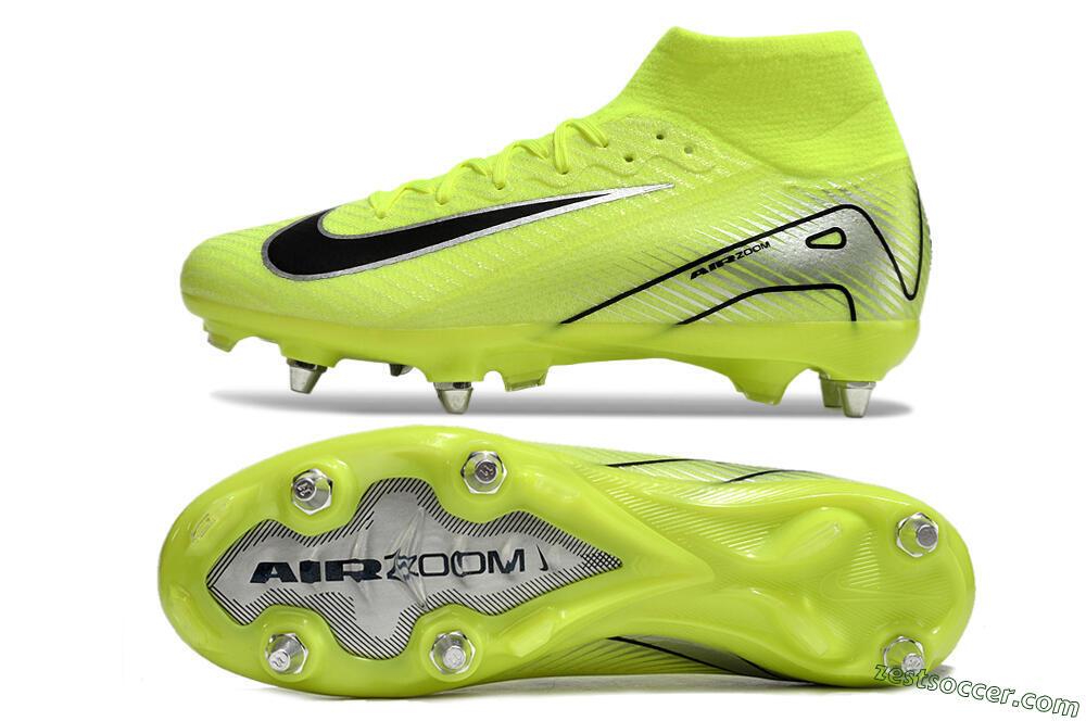 Nike Air Zoom Mercurial Superfly 10 Elite SG High-Tops Soccer Cleats - Yellow/Silver/Black 1
