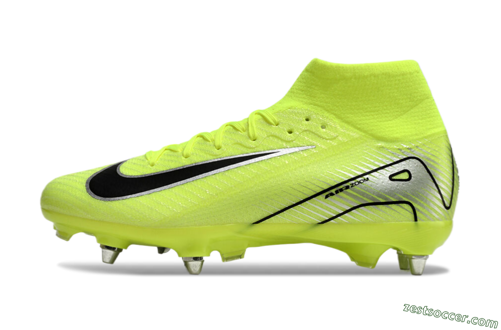 Nike Air Zoom Mercurial Superfly 10 Elite SG High-Tops Soccer Cleats - Yellow/Silver/Black 2