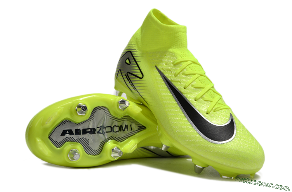 Nike Air Zoom Mercurial Superfly 10 Elite SG High-Tops Soccer Cleats - Yellow/Silver/Black 3