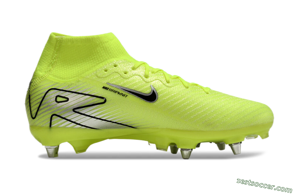 Nike Air Zoom Mercurial Superfly 10 Elite SG High-Tops Soccer Cleats - Yellow/Silver/Black 7