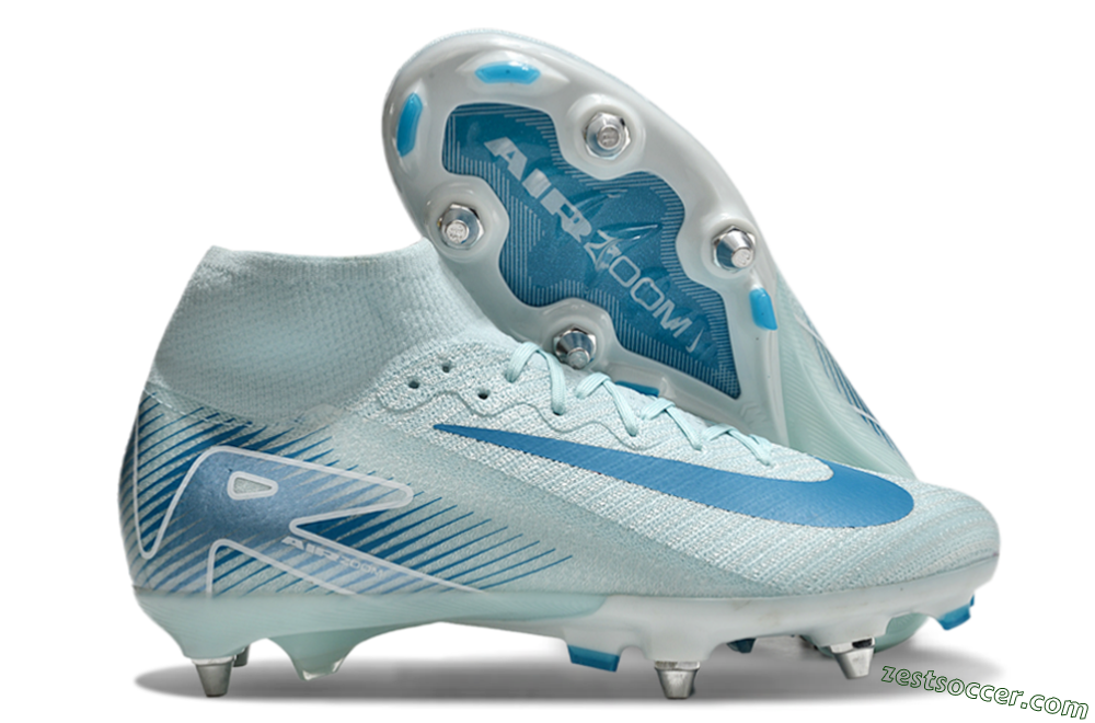 Nike Air Zoom Mercurial Superfly 10 Elite SG High-Tops Soccer Cleats - Jade/Blue/White 1