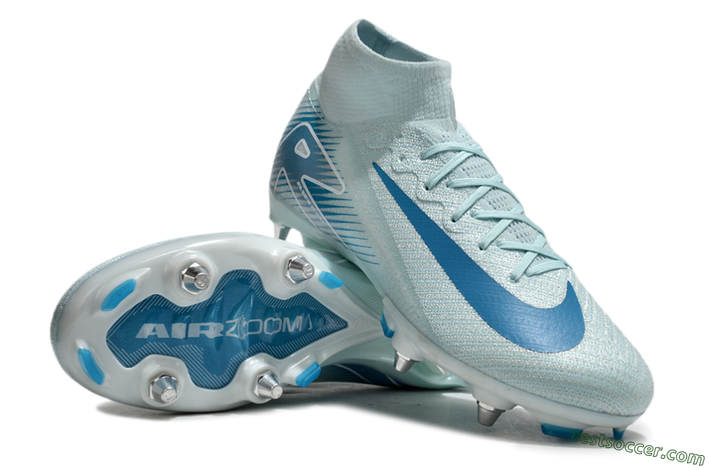 Nike Air Zoom Mercurial Superfly 10 Elite SG High-Tops Soccer Cleats - Jade/Blue/White 2
