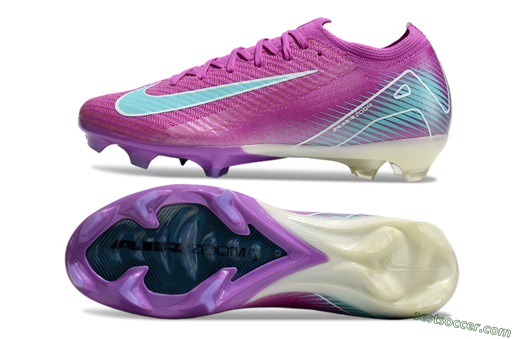 Nike Air Zoom Mercurial Vapor 16 Elite FG Low-Tops Soccer Cleats - Purple/Mint 1