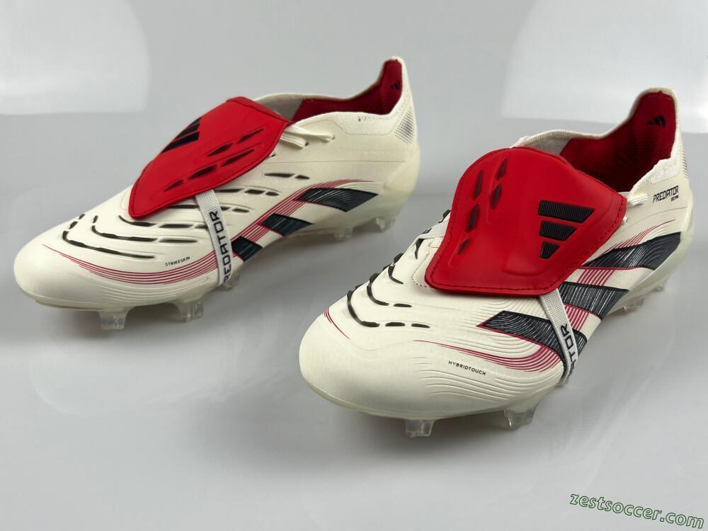 Adidas Predator Elite Foldover Tongue FG Low-Tops Soccer Cleats - Beige/Black/Red