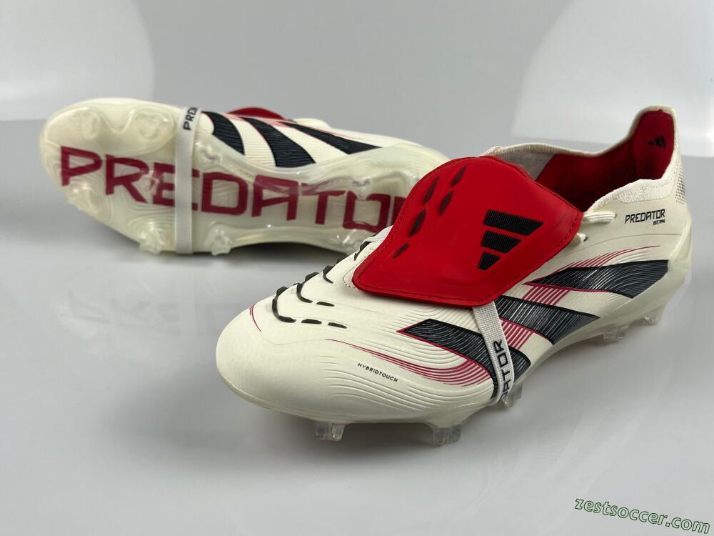 Adidas Predator Elite Foldover Tongue FG Low-Tops Soccer Cleats - Beige/Black/Red