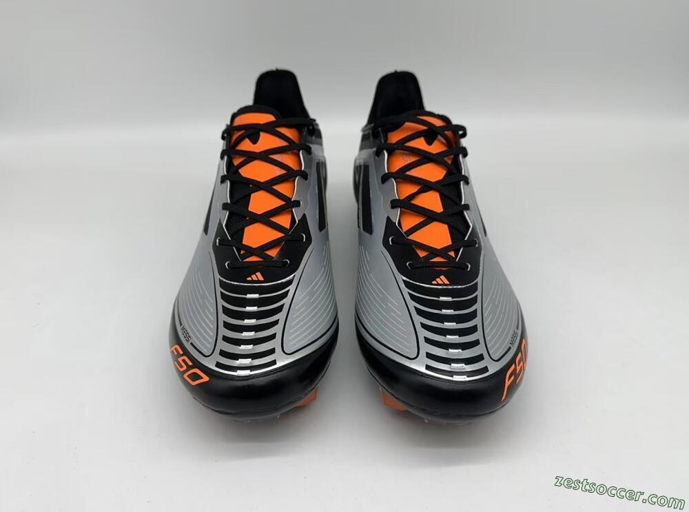 Adidas F50 Elite Messi FG Low-Tops Soccer Cleats - Silver/Black/Orange