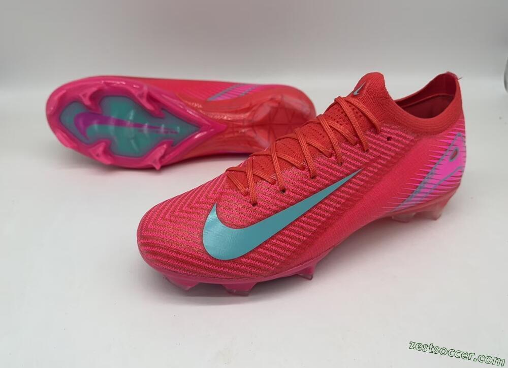 Nike Air Zoom Mercurial Vapor 16 Elite FG Low-Tops Soccer Cleats - Red/Jade/White