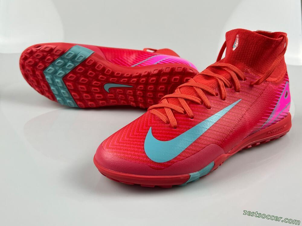 Nike Air Zoom Mercurial Superfly 10 Elite TF High-Tops Soccer Shoes - Red/Jade/White