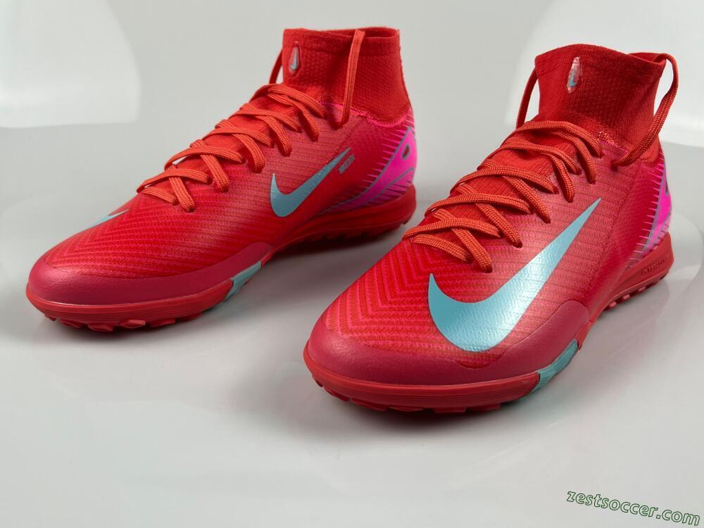 Nike Air Zoom Mercurial Superfly 10 Elite TF High-Tops Soccer Shoes - Red/Jade/White