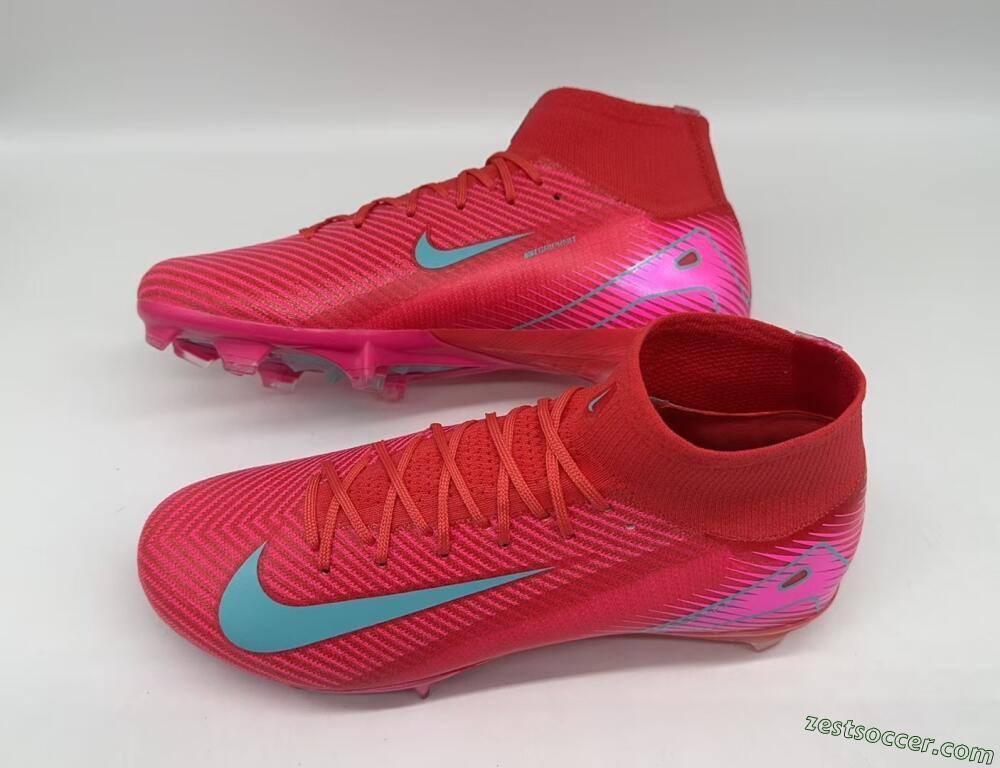 Nike Air Zoom Mercurial Superfly 10 Elite FG High-Tops Soccer Cleats - Red/Jade/White