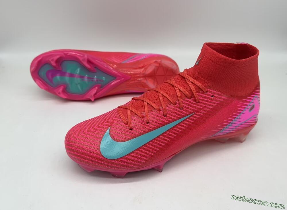 Nike Air Zoom Mercurial Superfly 10 Elite FG High-Tops Soccer Cleats - Red/Jade/White