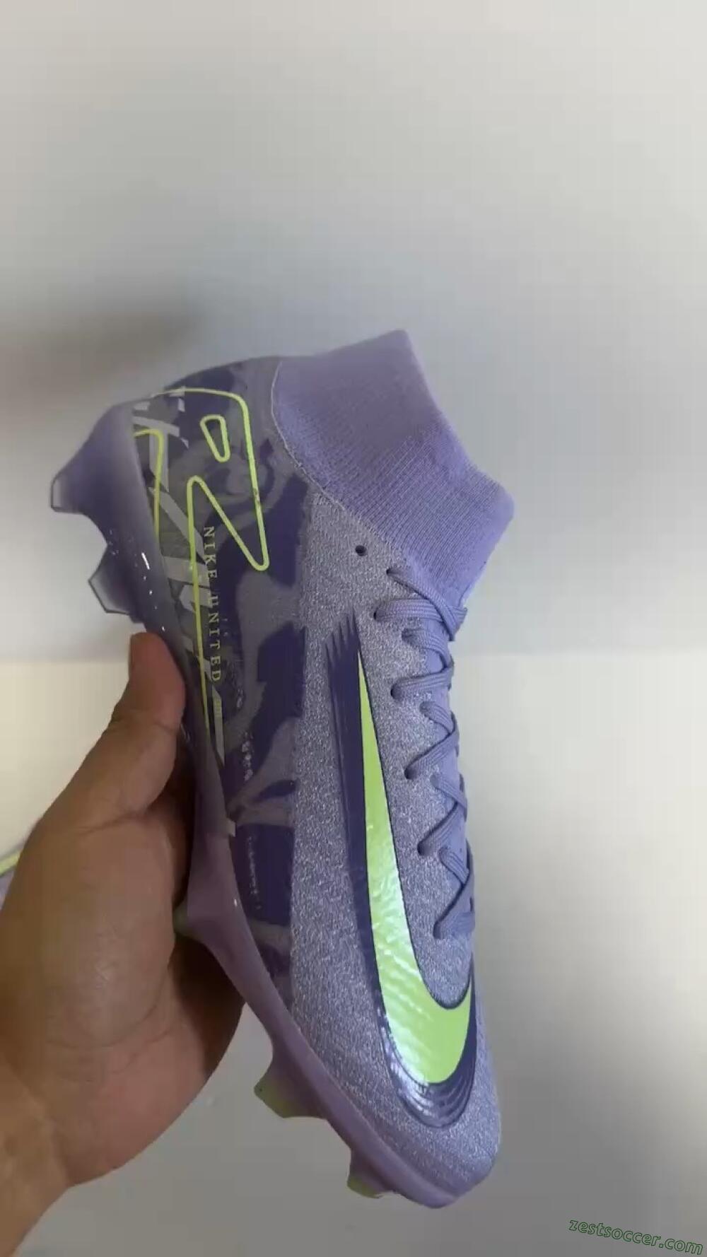 Nike Air Zoom Mercurial Superfly 10 Elite FG High-Tops Soccer Cleats - Purple/Yellow/White