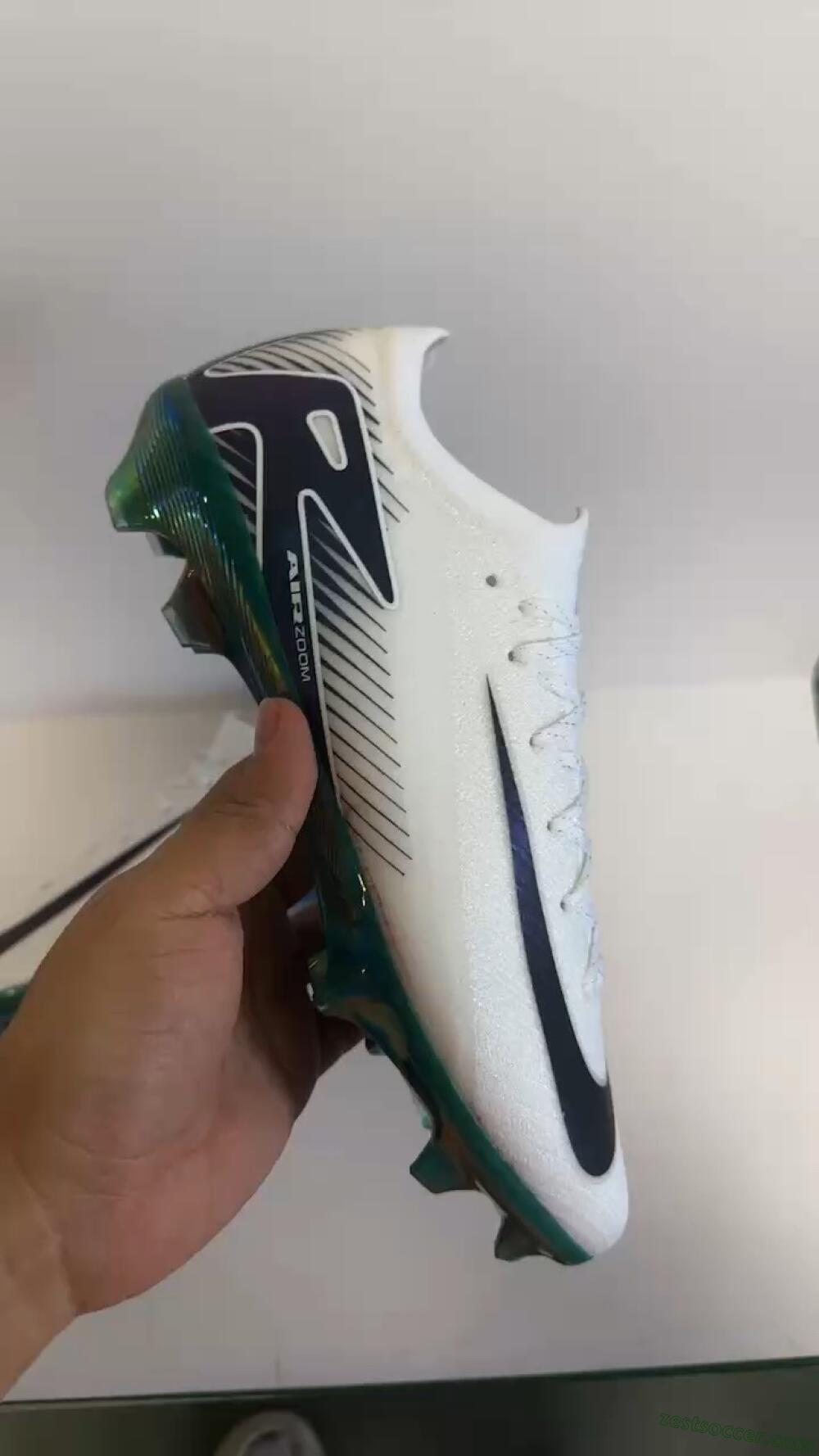 Nike Air Zoom Mercurial Vapor 16 Elite FG Low-Tops Soccer Cleats - White/Blue/Gold