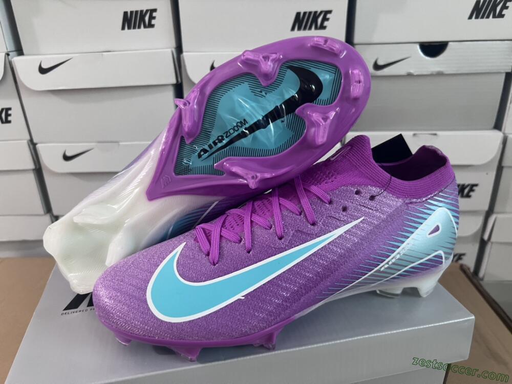 Nike Air Zoom Mercurial Vapor 16 Elite FG Low-Tops Soccer Cleats - Purple/Mint
