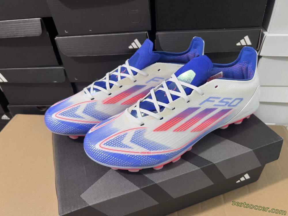 Adidas F50 Elite MG Low-Tops Soccer Cleats - White/Blue/Red
